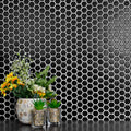 Somertile 10.25X11.75 Inch Victorian Hex Matte Black Porcelain Mosaic Floor And Wall Tile 10 Tiles 8.54 Sqft.