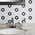 Somertile 10.25X11.75 Inch Victorian Hex Matte White Flower Porcelain Mosaic Floor And Wall Tile 10 Tiles 8.54 Sqft.