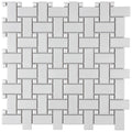 Somertile Metro Basketweave Matte White W Glossy White Dot Porcelain Mosaic Tile 11.75X11.75 Inch 20 Tiles 19.58 Sqft. Case