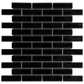Somertile Metro Brick Subway Glossy Black 11.5X11.75 Inch Porcelain Tile 10 Tiles 9.58 Sqft. Case