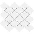 Somertile 9.75X10.25 Inch Victorian Morocco Glossy White Porcelain Mosaic Floor And Wall Tile 10 Tiles 7.11 Sqft.