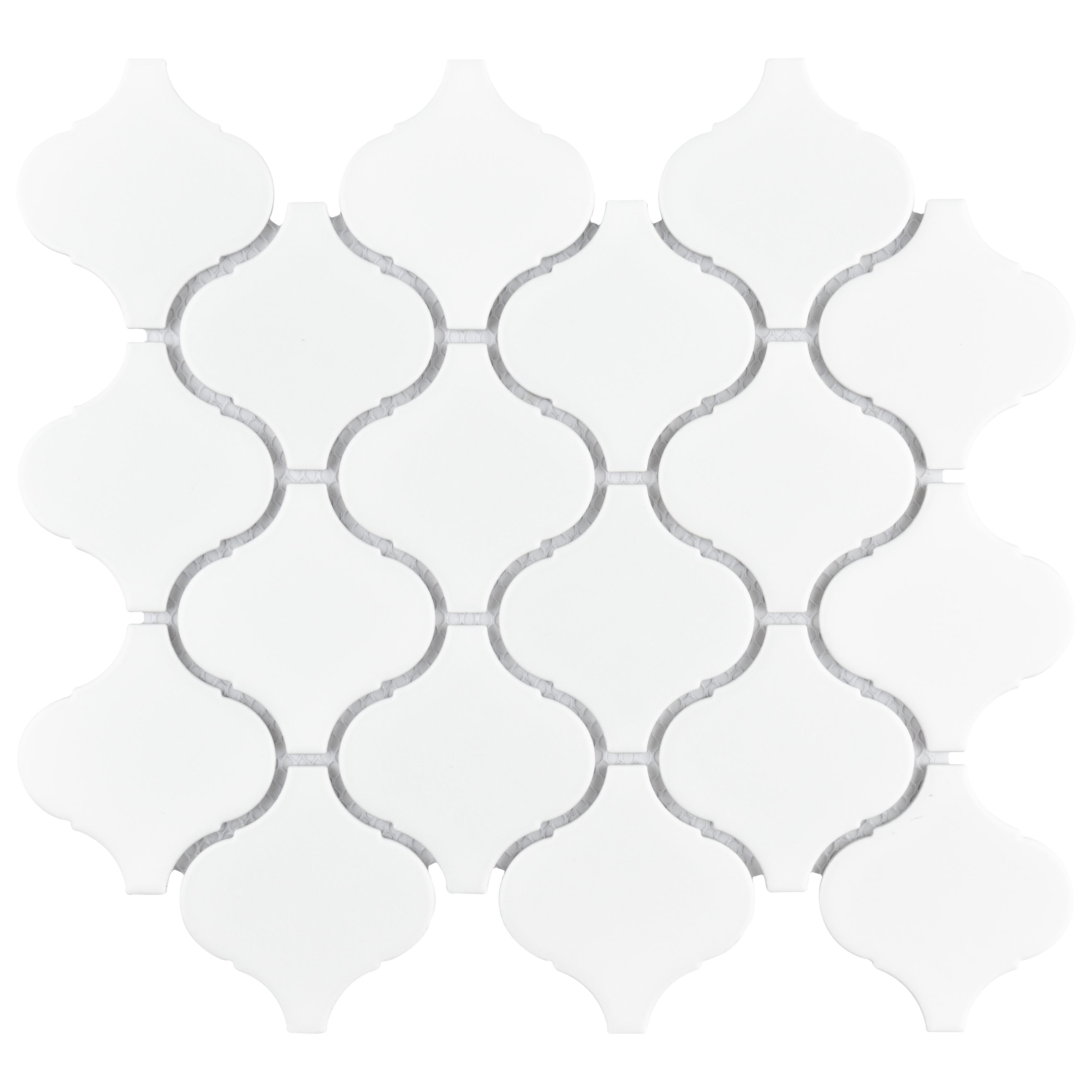 Somertile 9.75X10.25 Inch Victorian Morocco Matte White Porcelain Mosaic Floor And Wall Tile 10 Tiles 7.11 Sqft.