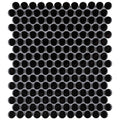 Somertile Victorian Penny Glossy Black 11 7 8 In. X 10 1 4 In. X 6Mm Porcelain Mosaic Floor And Wall Tile 20 Tiles 15.94 Sqft.