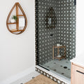Somertile 9.75X11.5 Inch Victorian Penny White With Black Flower Porcelain Mosaic Floor And Wall Tile 10 Tiles 8 Sqft.