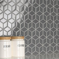 Somertile 10.5X12.125 Inch Victorian Rhombus Glossy Grey Porcelain Mosaic Floor And Wall Tile 10 Tiles 9.04 Sqft.