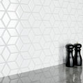 Somertile 10.5X12.125 Inch Victorian Rhombus Glossy White Porcelain Mosaic Floor And Wall Tile 10 Tiles 9.04 Sqft.