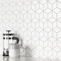 Somertile 10.5X12.125 Inch Victorian Rhombus Matte White Porcelain Mosaic Floor And Wall Tile 10 Tiles 9.04 Sqft.