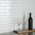 Somertile 1.75X7.75 Inch Victorian Soho Subway Glossy White Porcelain Floor And Wall Tile 90 Tiles 9 Sqft.