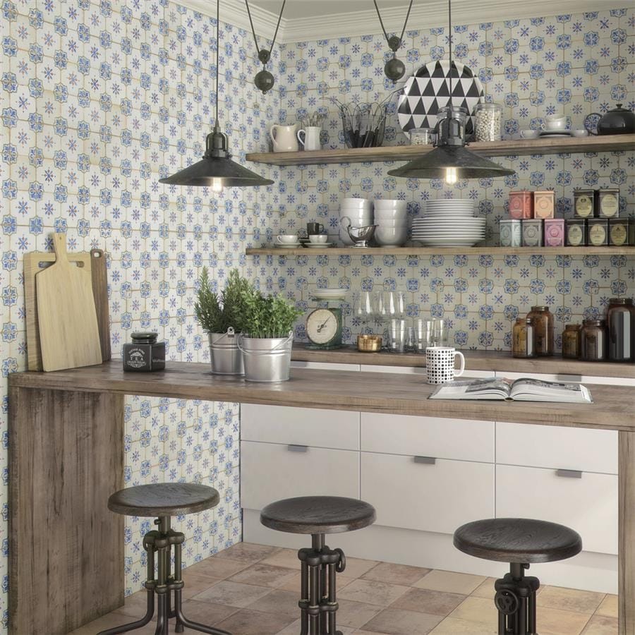 Somertile 13X13 Inch Aragon Azul Ceramic Floor And Wall Tile 10 Tiles 12.2 Sqft.