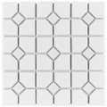 Somertile 11.5X11.5 Inch Cambridge Matte And Glossy White Porcelain Mosaic Floor And Wall Tile 10 Tiles 9.2 Sqft.