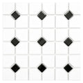 Somertile 11.5X11.5 Inch Cambridge Matte White With Black Dot Porcelain Floor And Wall Tile 10 Tiles 9.2 Sqft.