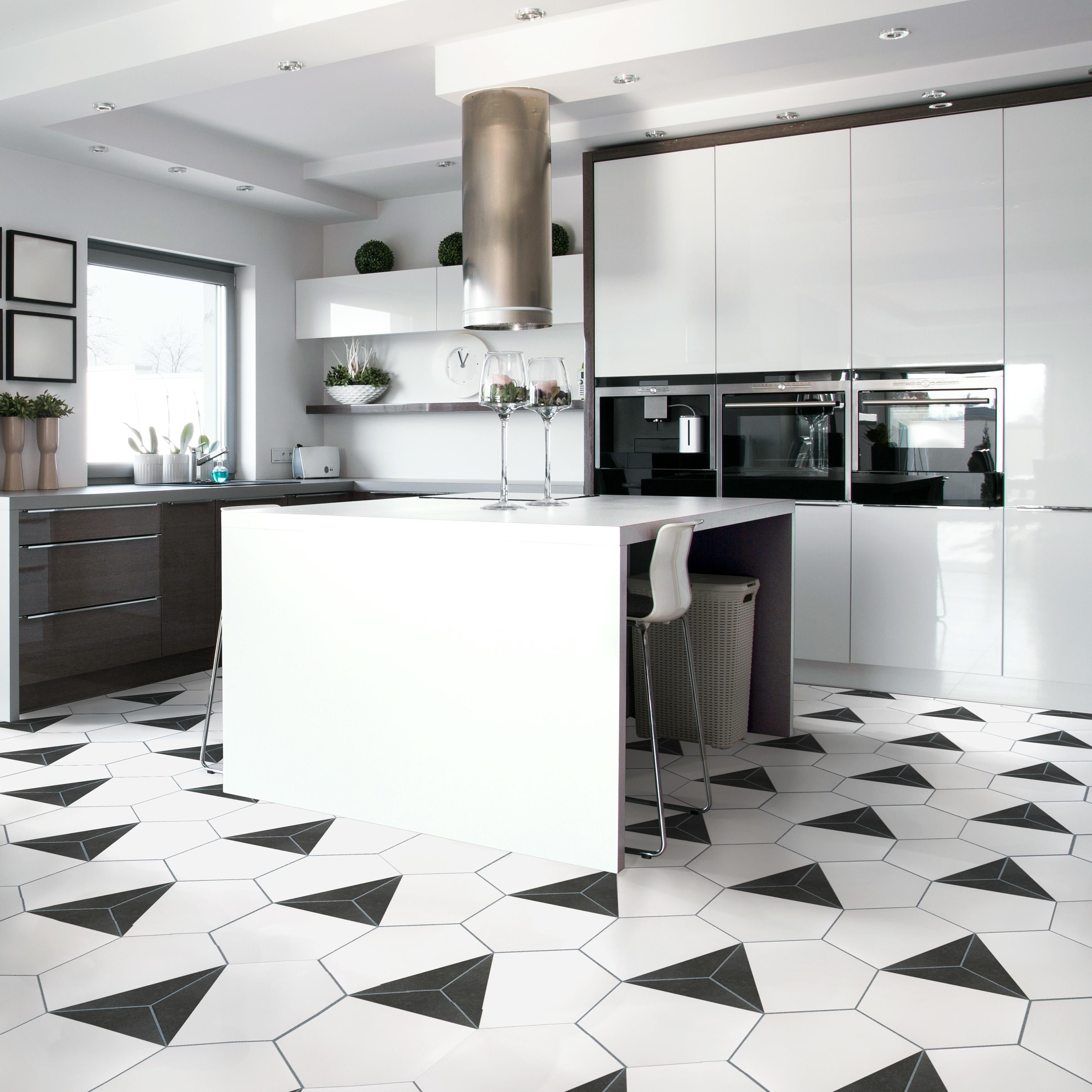 Somertile 8.625X9.875 Inch Summit Hex Nero Porcelain Floor And Wall Tile 25 Tiles 11.19 Sqft.
