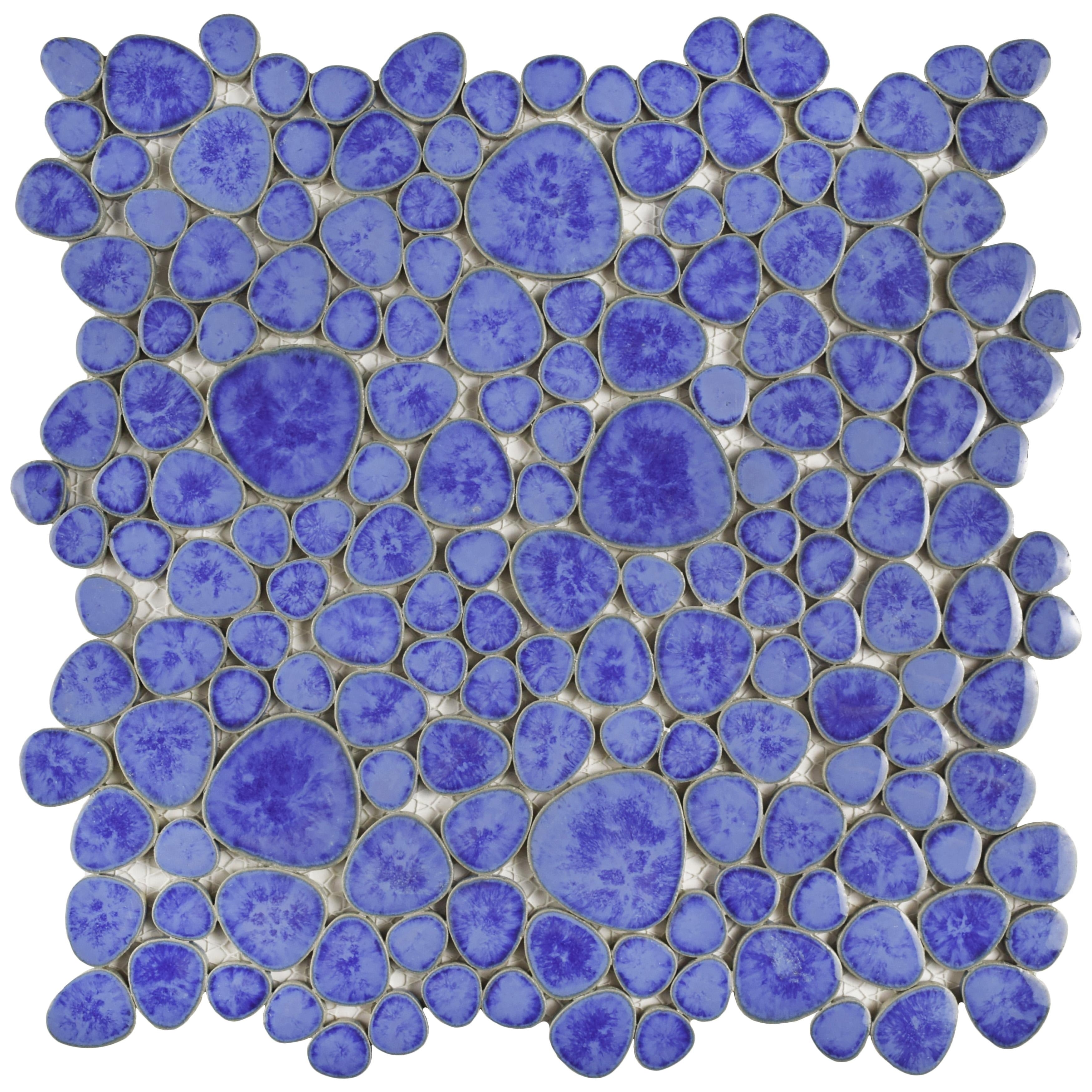 Somertile 11X11 Inch Quarry Blue Cloud Porcelain Mosaic Floor And Wall Tile 10 Tiles 8.4 Sqft.