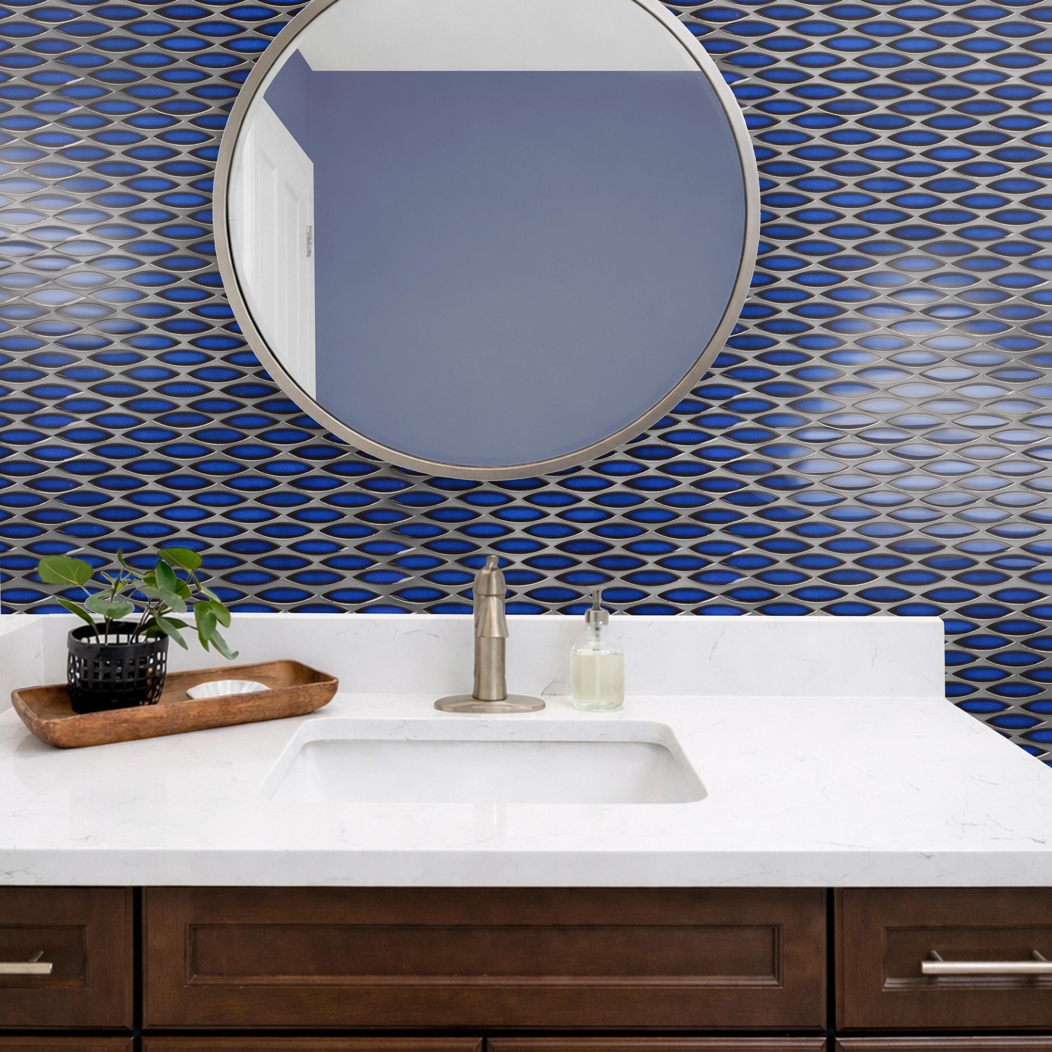 Merola Tile Pescado Glossy Blue Tang 12 X 12 1 2 Porcelain Floor And Wall Tile