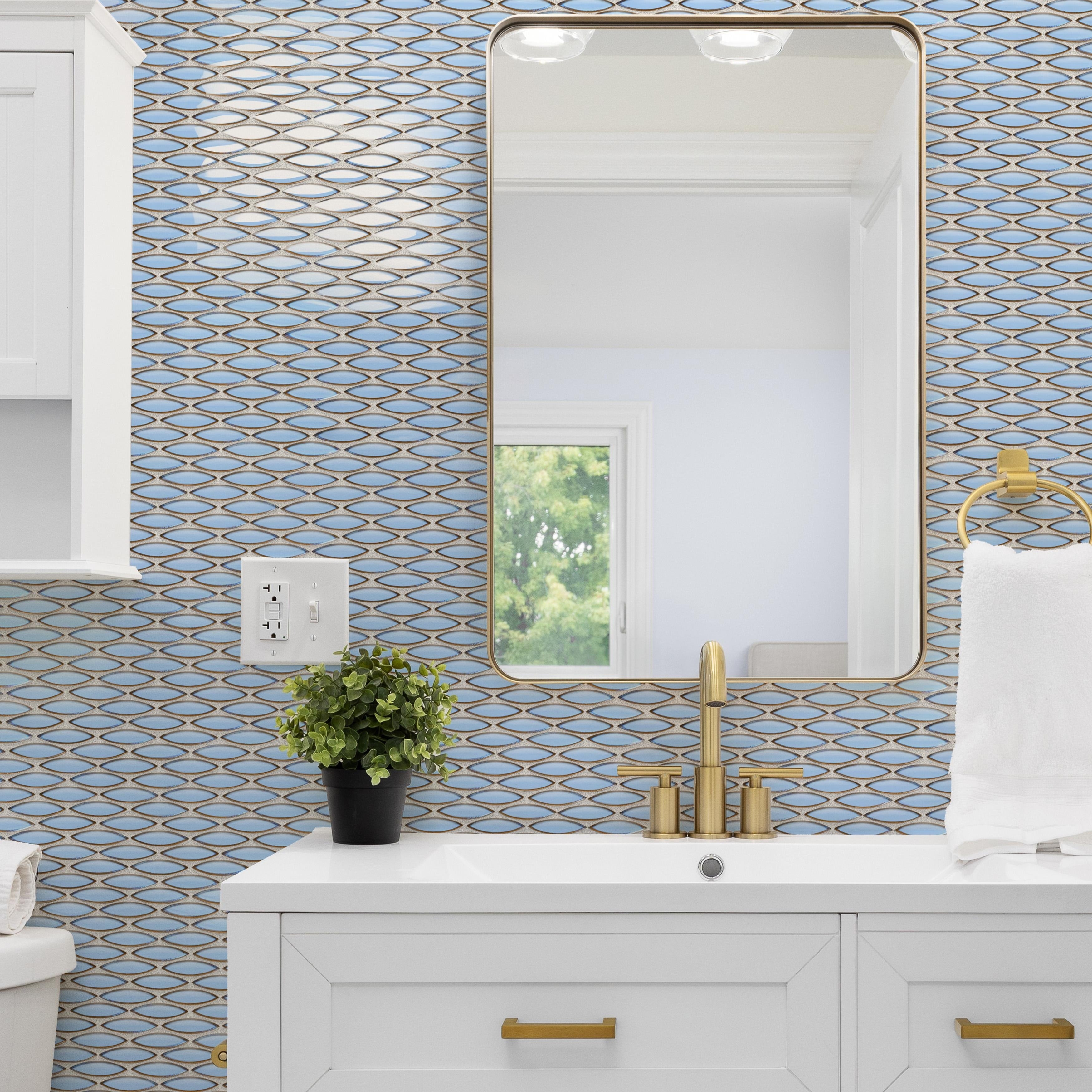 Merola Tile Pescado Glossy Pale Blue 12 X 12 1 2 Porcelain Floor And Wall Tile