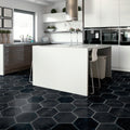 Somertile 14.125X16.25 Inch Lambris Negre Hex Porcelain Floor And Wall Tile 9 Tiles 10.76 Sqft.