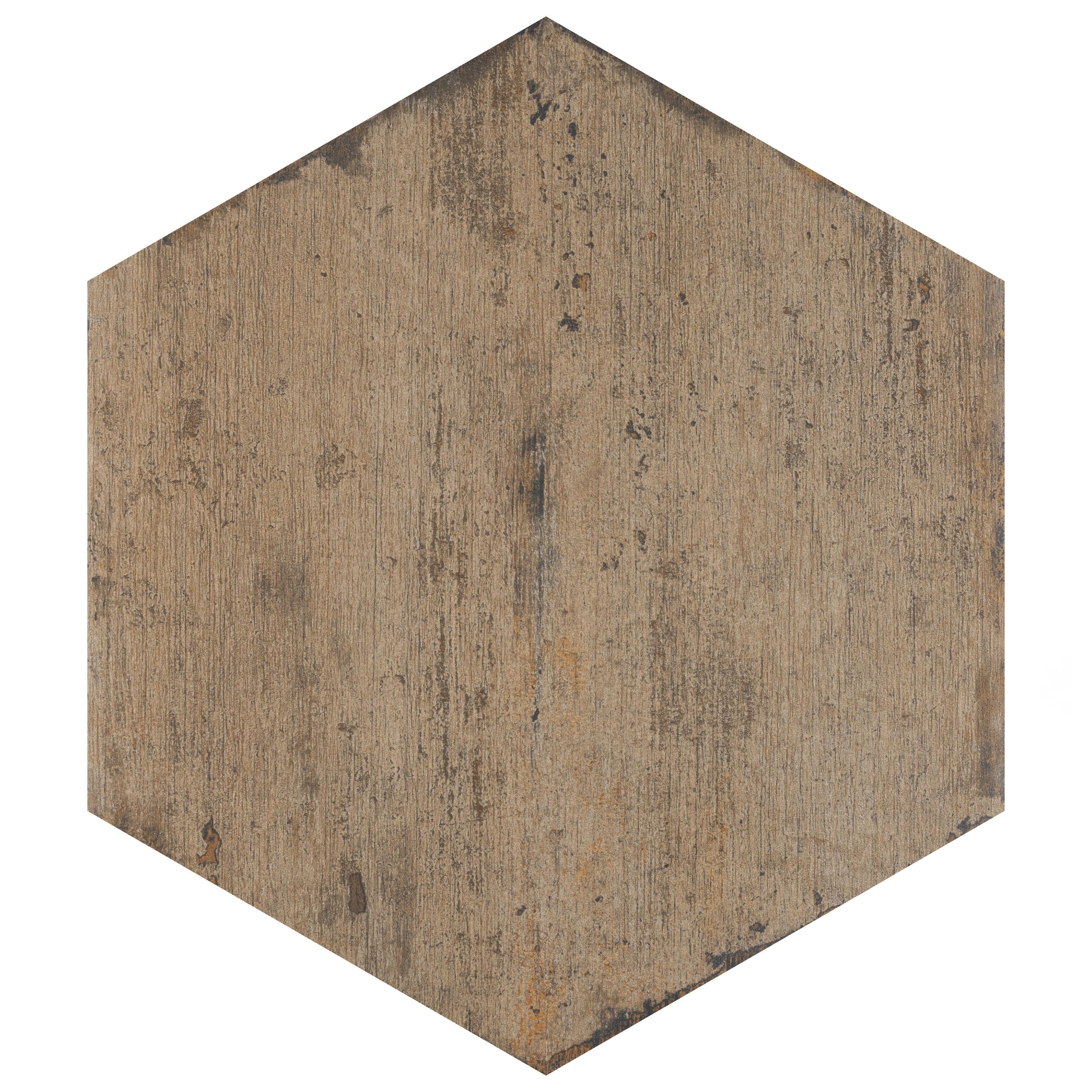 Somertile 14.125X16.25 Inch Lambris Terra Hex Porcelain Floor And Wall Tile 9 Tiles 10.76 Sqft.