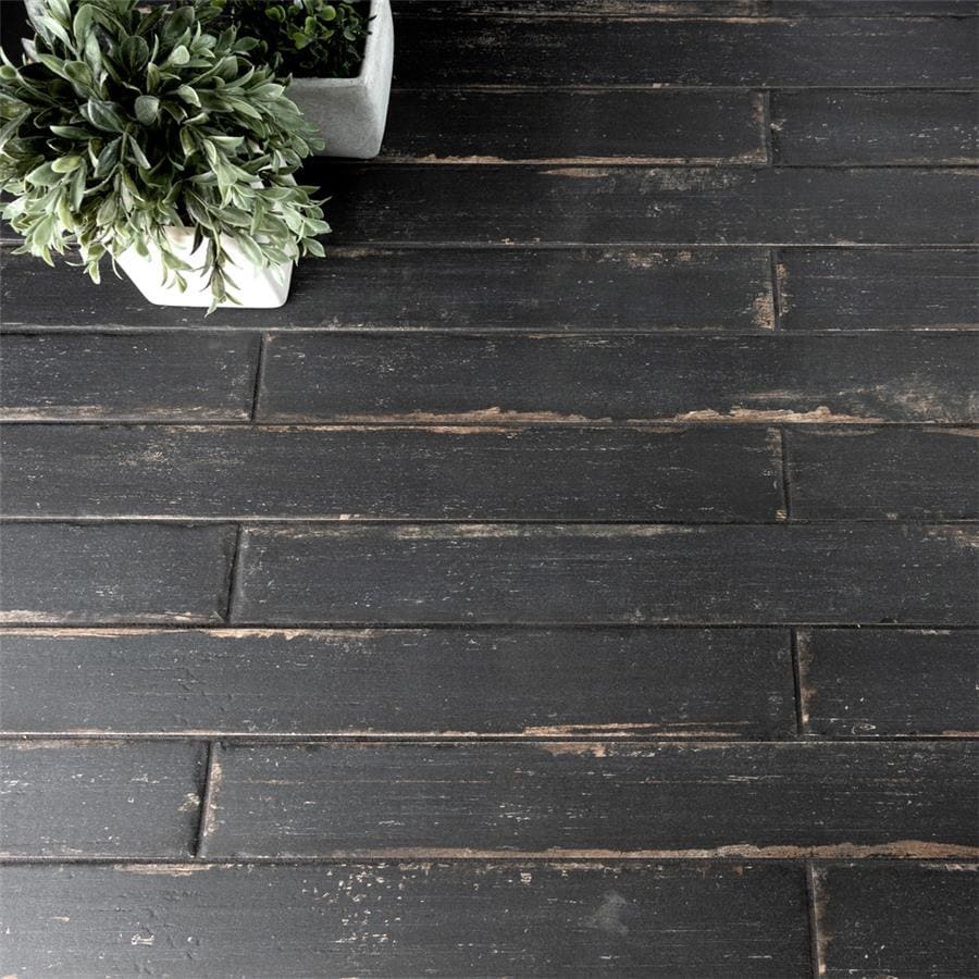 Somertile 2.75X23.5 Inch Lambris Negre Porcelain Floor And Wall Tile 24 Tiles 11.88 Sqft.
