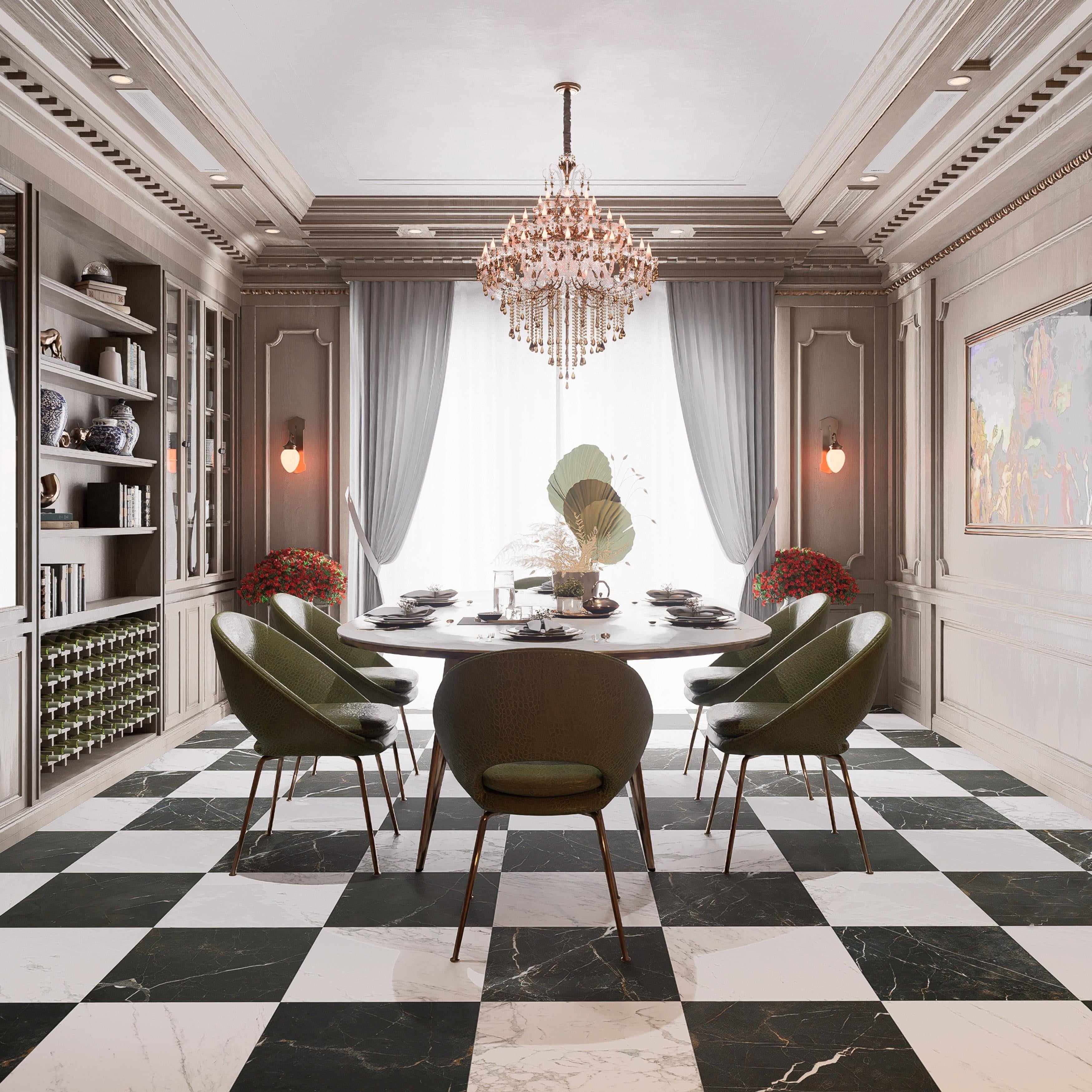 Merola Tile Reve Checker Blanc With Noir 23 1 2 X 23 1 2 Porcelain Floor And Wall Tile Sample Swatch