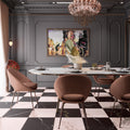 Merola Tile Reve Checker Noir With Rose 23 1 2 X 23 1 2 Porcelain Floor And Wall Tile Sample Swatch