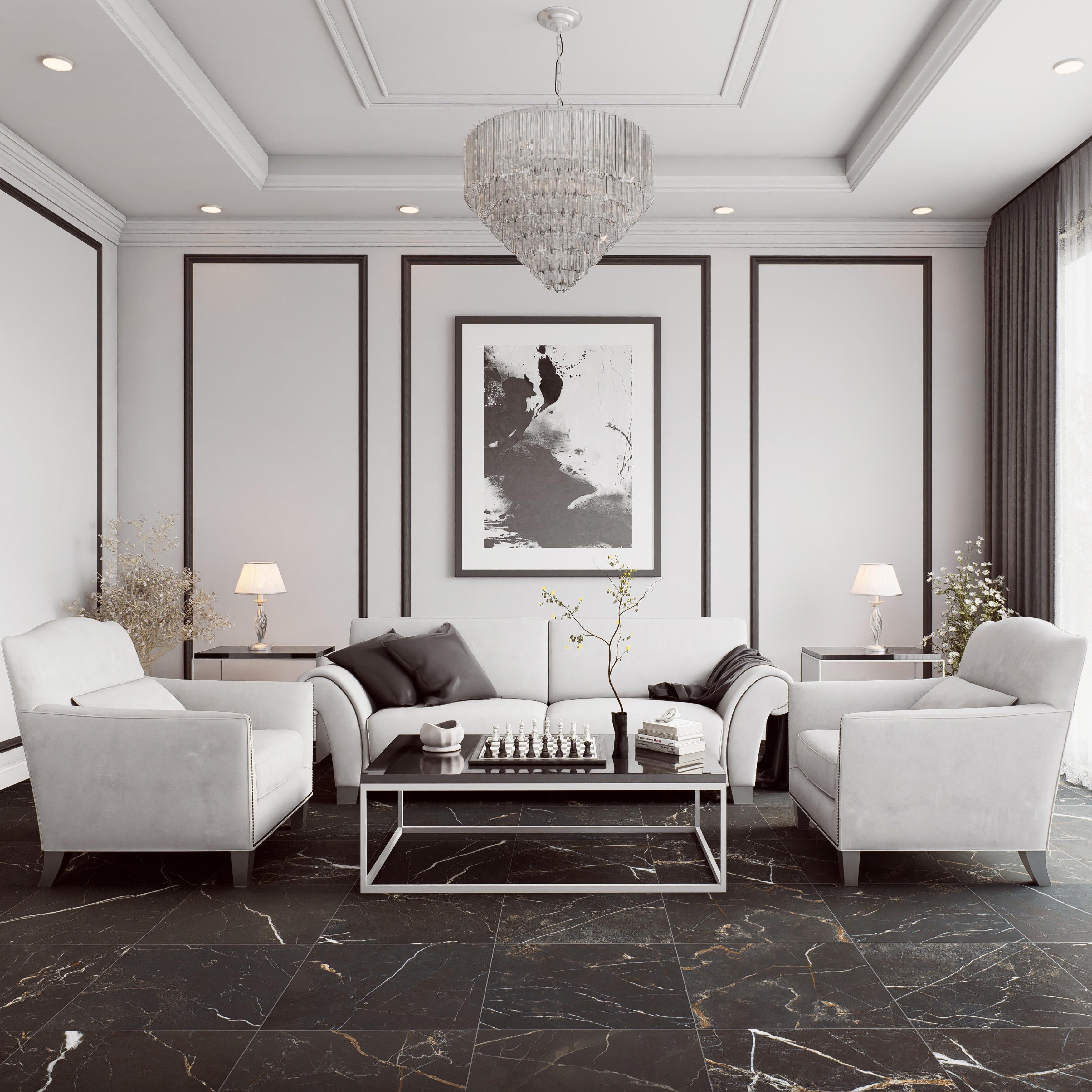 Merola Tile Reve Noir 23 1 2 X 23 1 2 Porcelain Floor And Wall Tile Sample Swatch