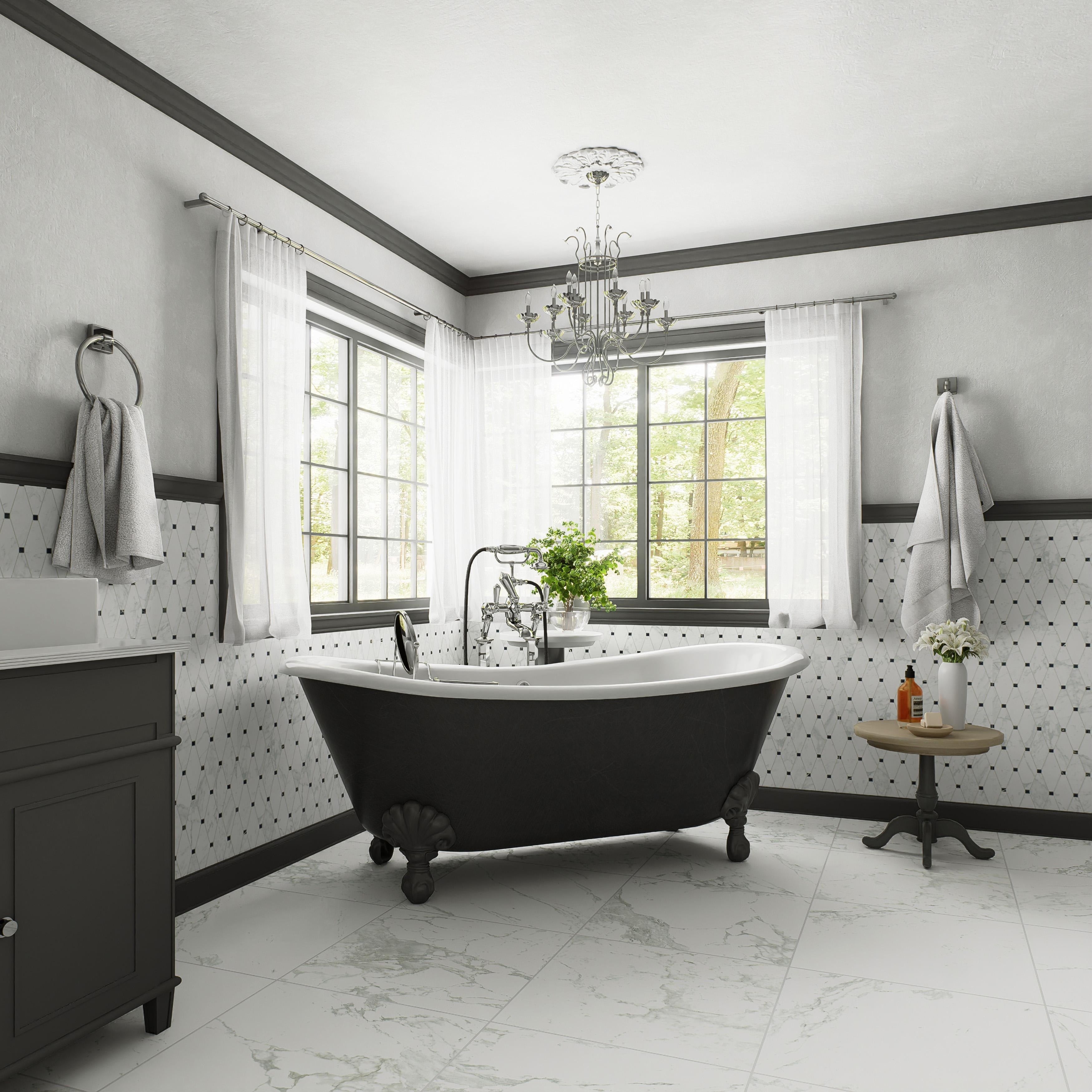 Merola Tile Reve Octogone Deco 23 1 2 X 47 1 8 Porcelain Floor And Wall Tile