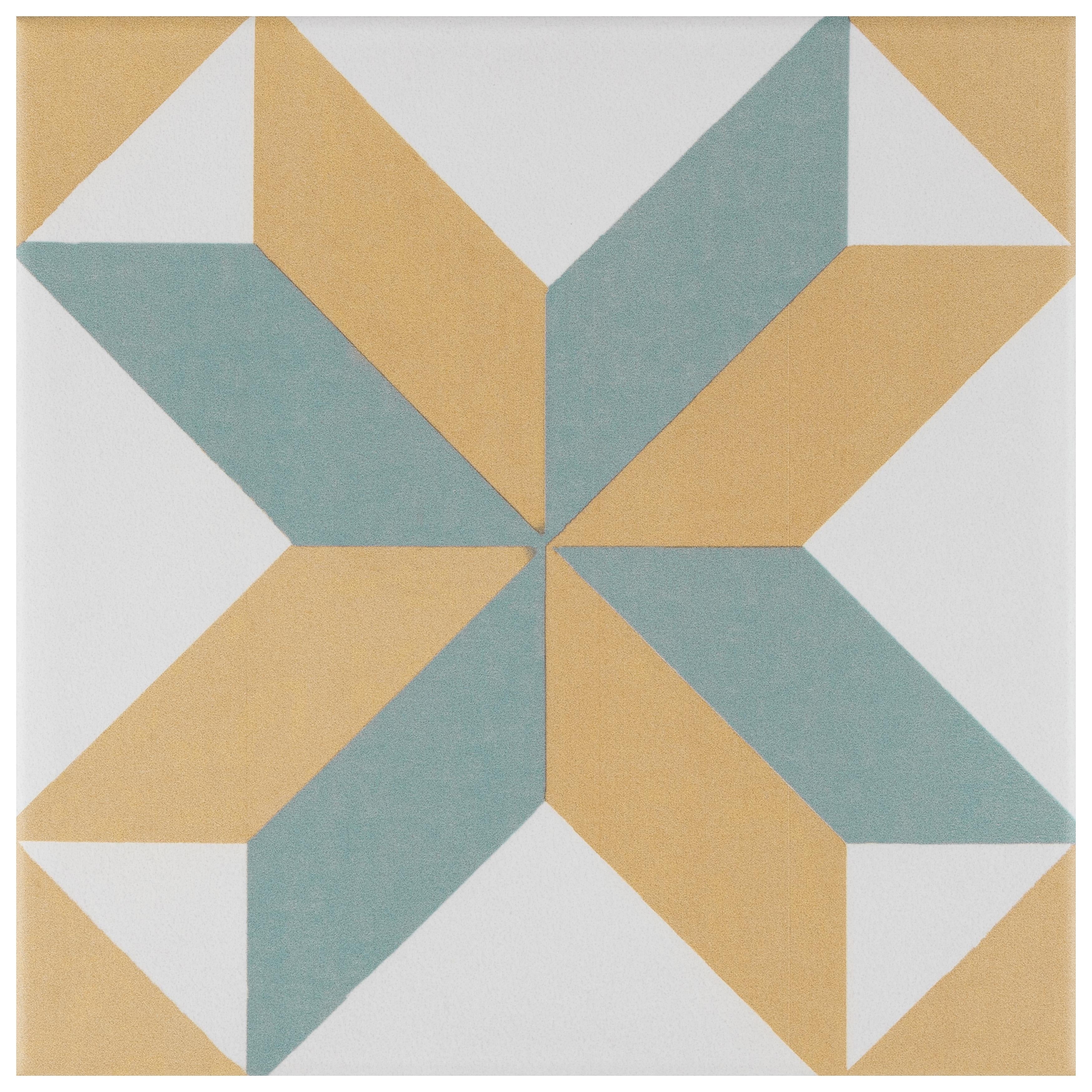 Somertile 7.75X7.75 Inch Renaissance Pattern Ceramic Floor And Wall Tile 25 Tiles 11 Sqft.