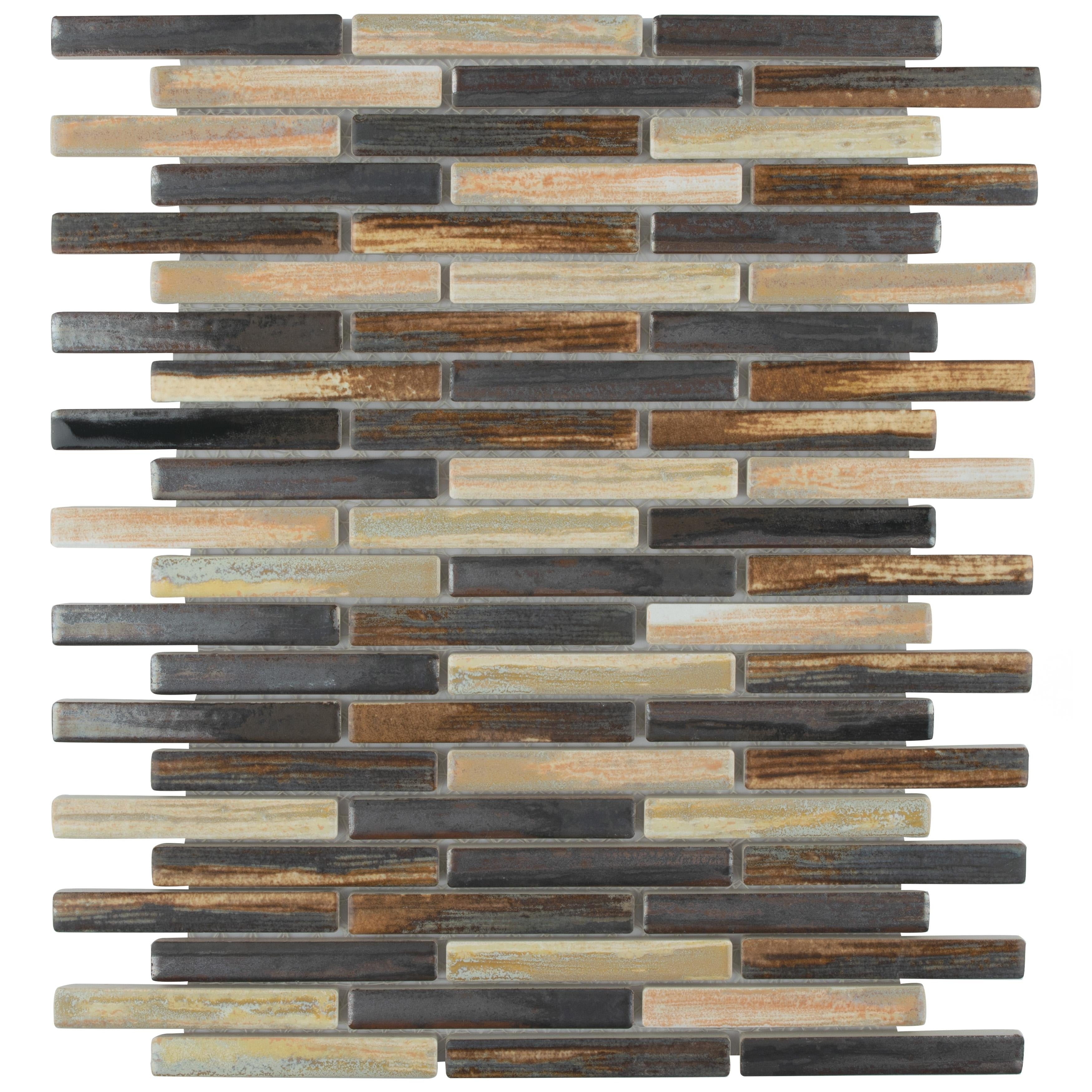 Somertile 10.75X12.75 Inch Samoan Brick Highlands Porcelain Mosaic Floor And Wall Tile 10 Tiles 9.5 Sqft.