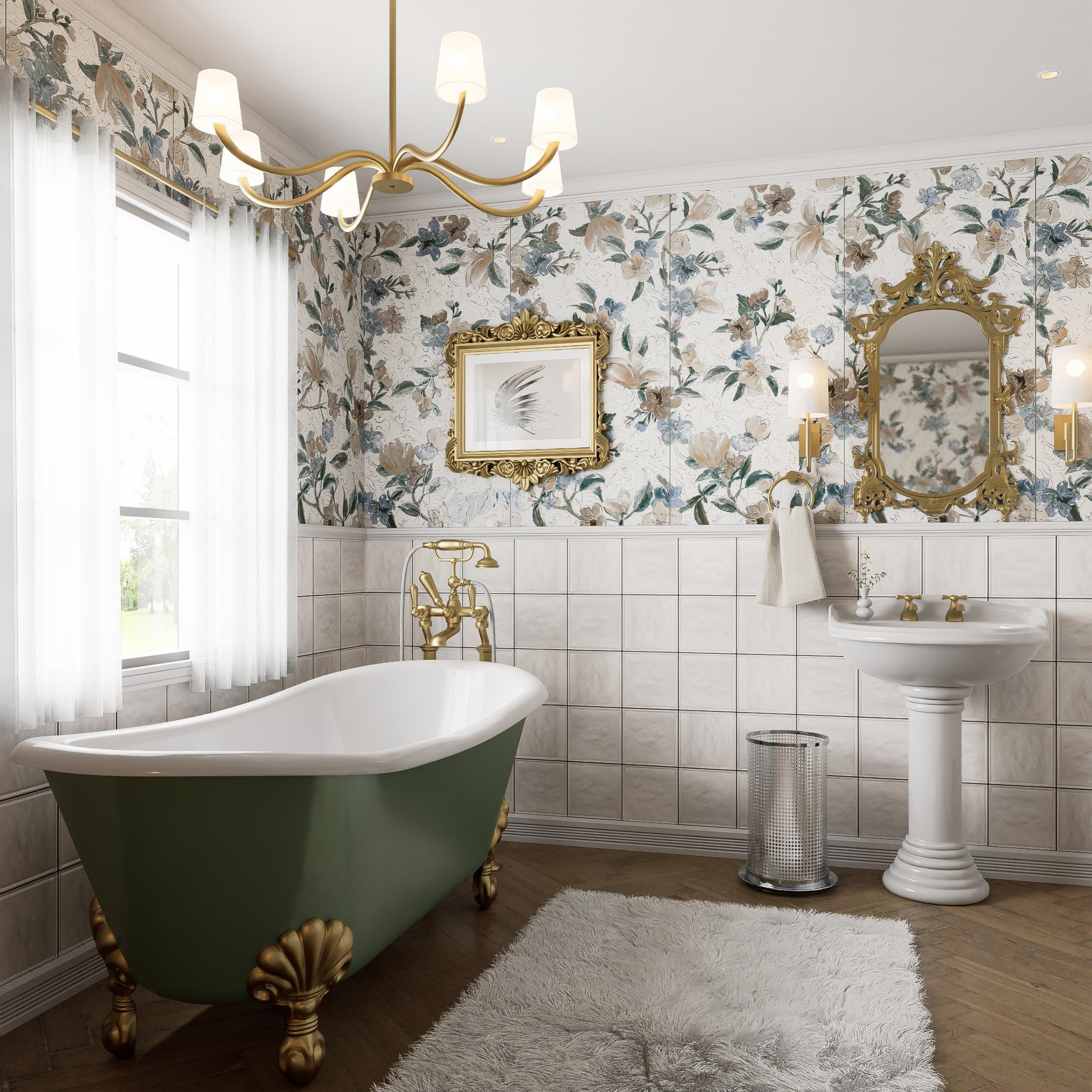 Merola Tile Saddle Tanned White 8 X 8 Ceramic Floor And Wall Tile Case 13 Tiles
