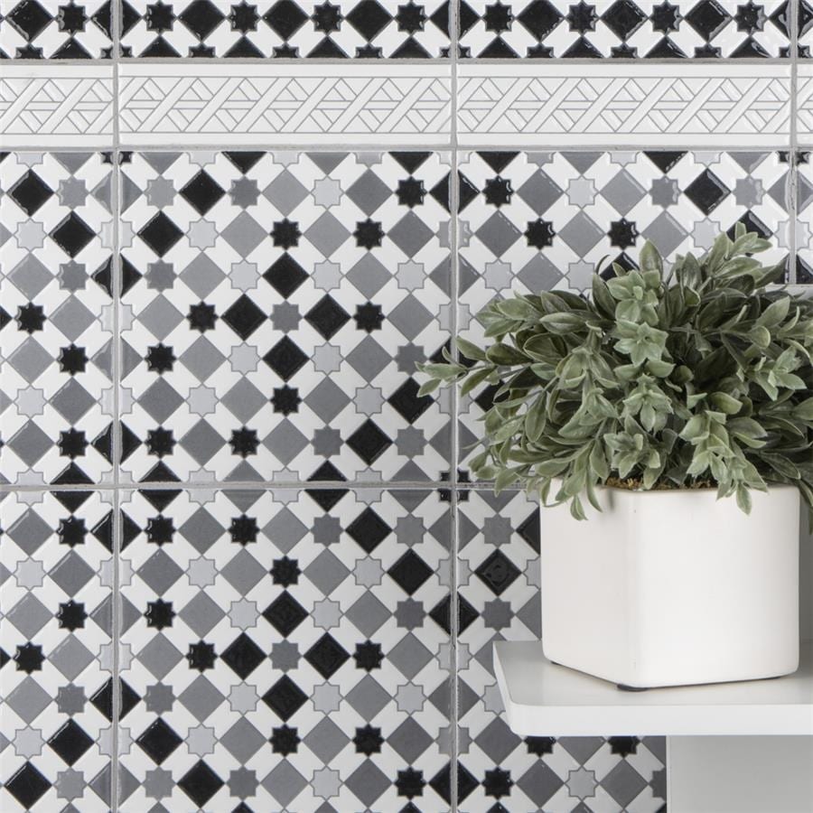 Somertile 7.88 X 7.88 Inch Hispalence Giralda Checker Ceramic Wall Tile 25 Tiles 10.75 Sqft.