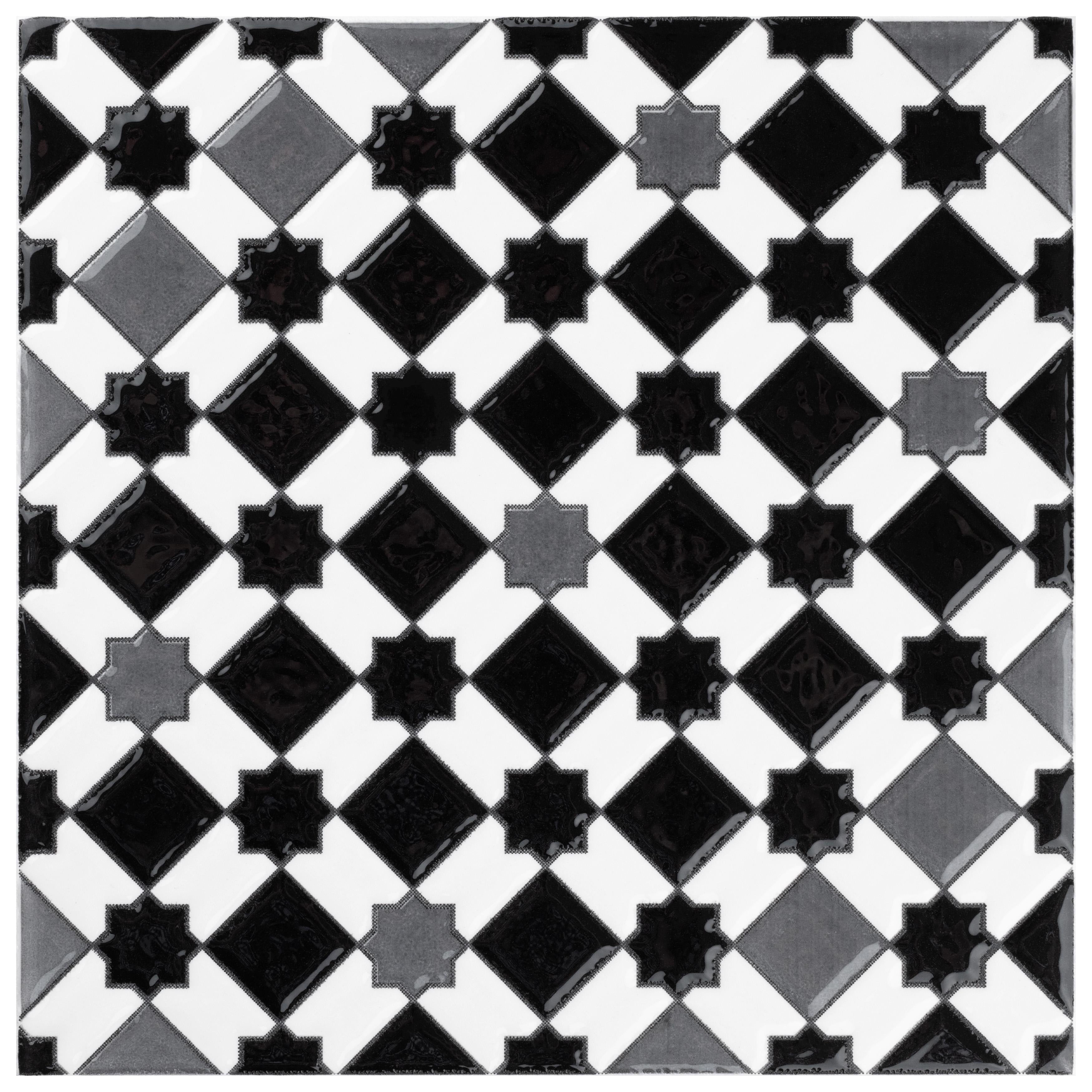 Somertile 7.86 X 7.86 Inch Hispalence Giralda Dark Grey Ceramic Wall Tile 25 Tiles 10.75 Sqft.