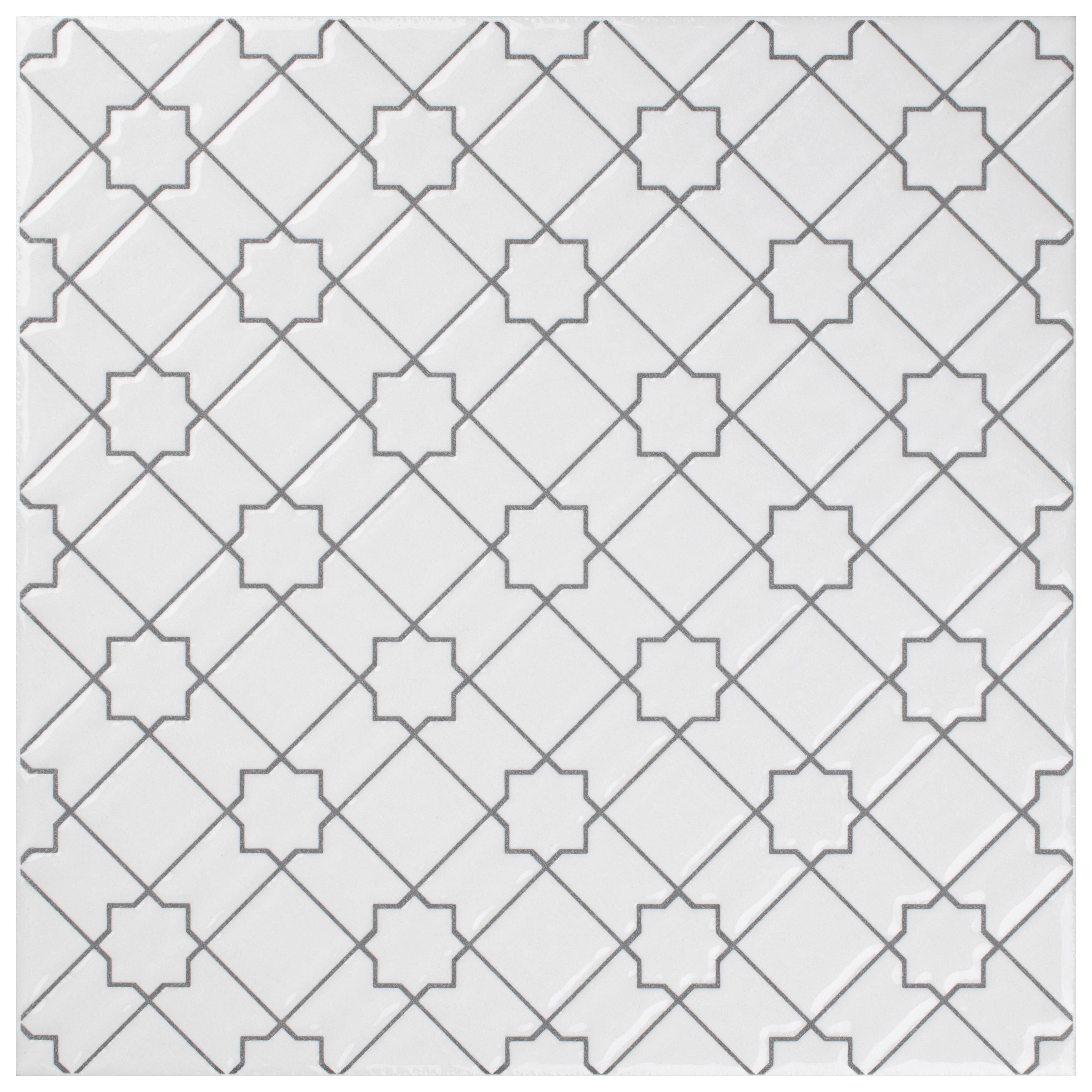 Somertile 7.88 X 7.88 Inch Hispalence Giralda White Ceramic Wall Tile 25 Tiles 10.75 Sqft.