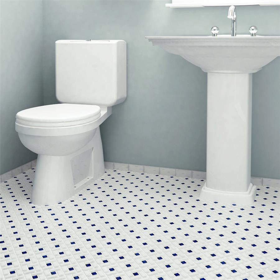 Somertile 12.5X12.5 Inch Spiral Cobalt And White Porcelain Mosaic Floor And Wall Tile 10 Tiles 11.1 Sqft.