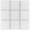 Somertile 11.625X11.625 Inch Vitality White Porcelain Mosaic Floor And Wall Tile 5 Tiles 4.79 Sqft.