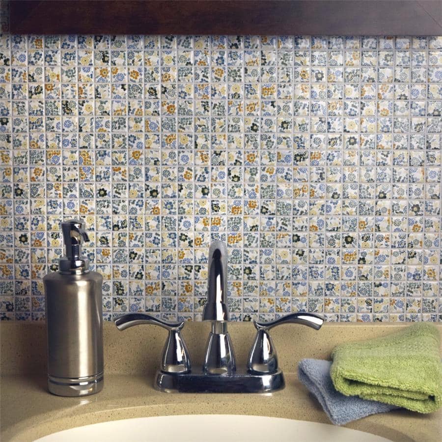 Somertile 12X12 Inch Spring Flora Porcelain Mosaic Floor And Wall Tile 10 Tiles 10.21 Sqft.