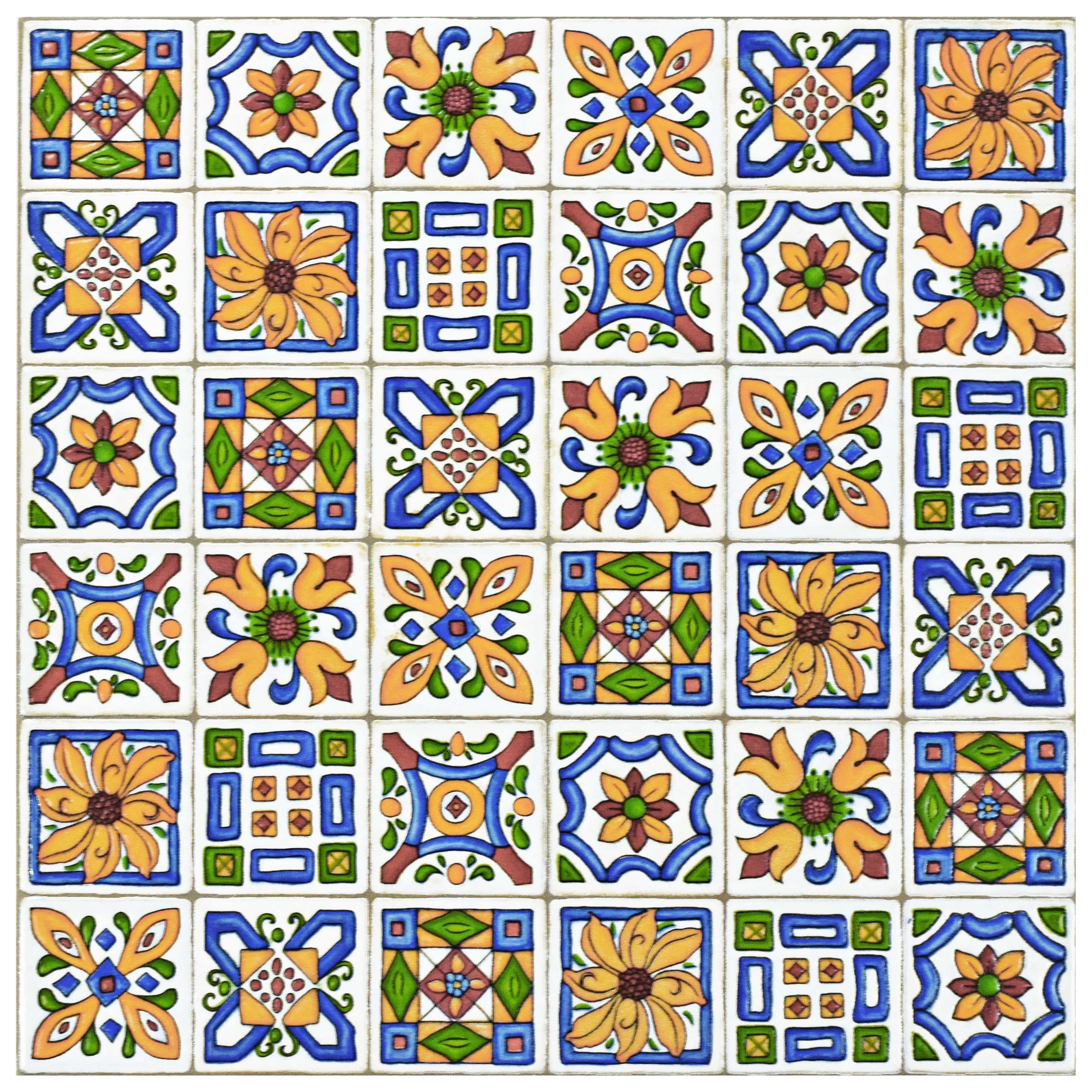 Somertile 11.75X11.75 Inch Technika Der Farbe Ceramic Wall Tile 10 Tiles 10 Sqft.