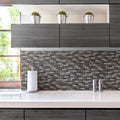 Somertile 10.75X11.75 Inch Reflections Subway Stonehenge Glass And Stone Mosaic Wall Tile 10 Tiles 8.8 Sqft.
