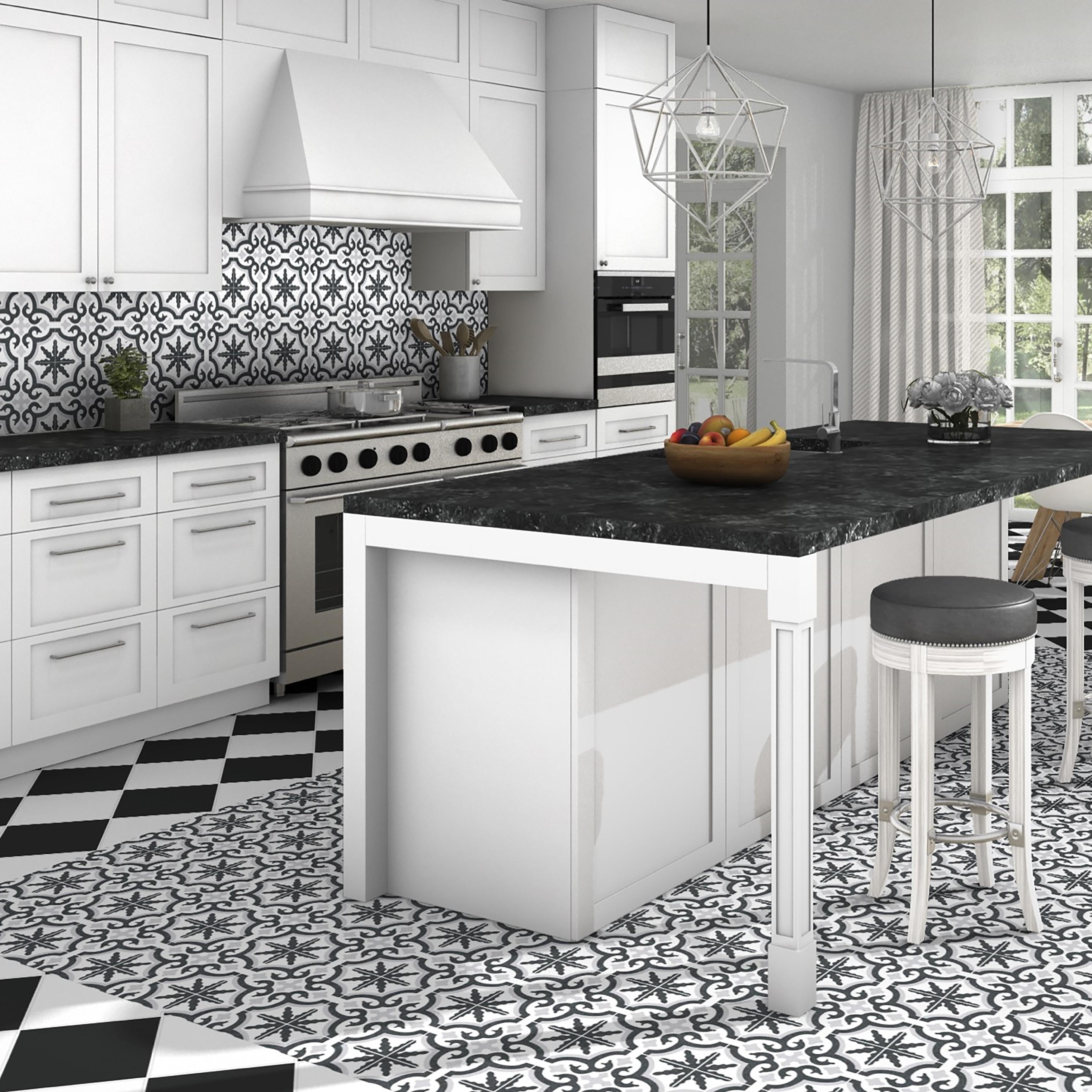 Somertile 9.75X9.75 Inch Textilis Basic Black Porcelain Floor And Wall Tile 16 Tiles 11.11 Sqft.