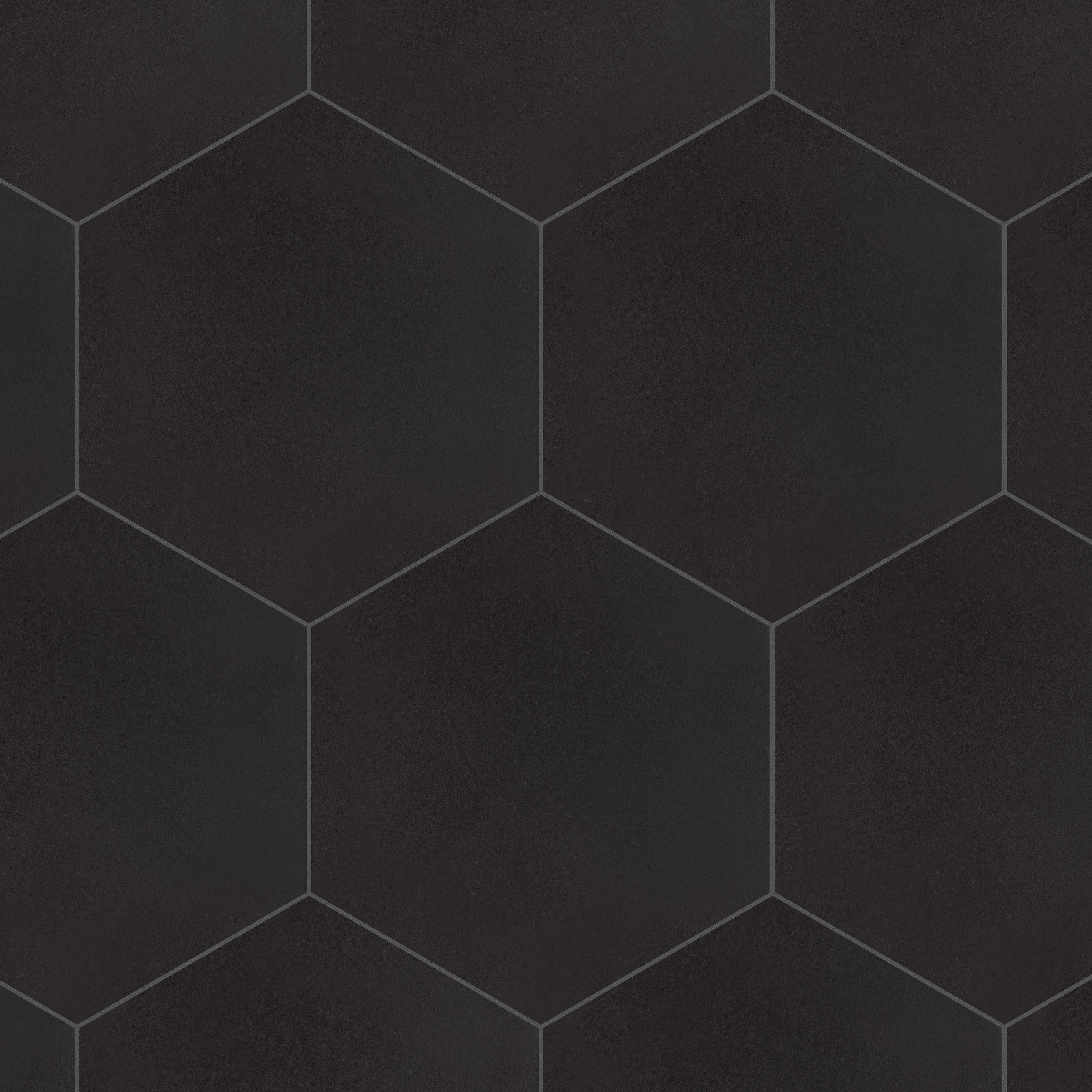 Somertile 8.625X9.875 Inch Textilis Black Hex Porcelain Floor And Wall Tile 25 Tiles 11.19 Sqft.