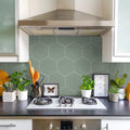 Somertile 8.63 X 9.88 Inch Textilis Basic Hex Kale Porcelain Floor And Wall Tile 25 Tiles 11.56 Sqft.