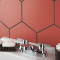 Somertile 8.63 X 9.88 Inch Textilis Basic Hex Red Porcelain Floor And Wall Tile 25 Tiles 11.56 Sqft.