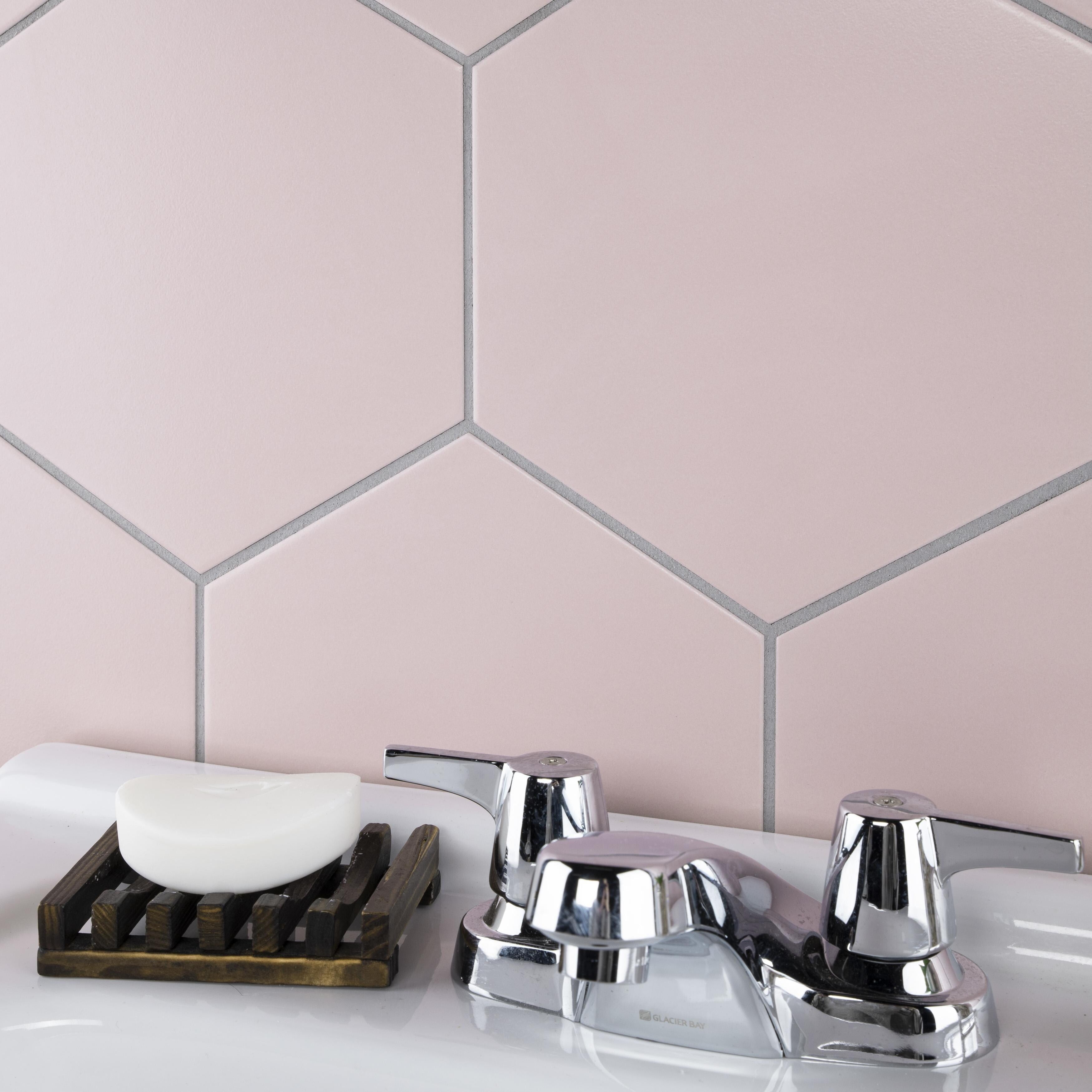 Somertile 8.63 X 9.88 Inch Textilis Basic Hex Rose Porcelain Floor And Wall Tile 25 Tiles 11.56 Sqft.