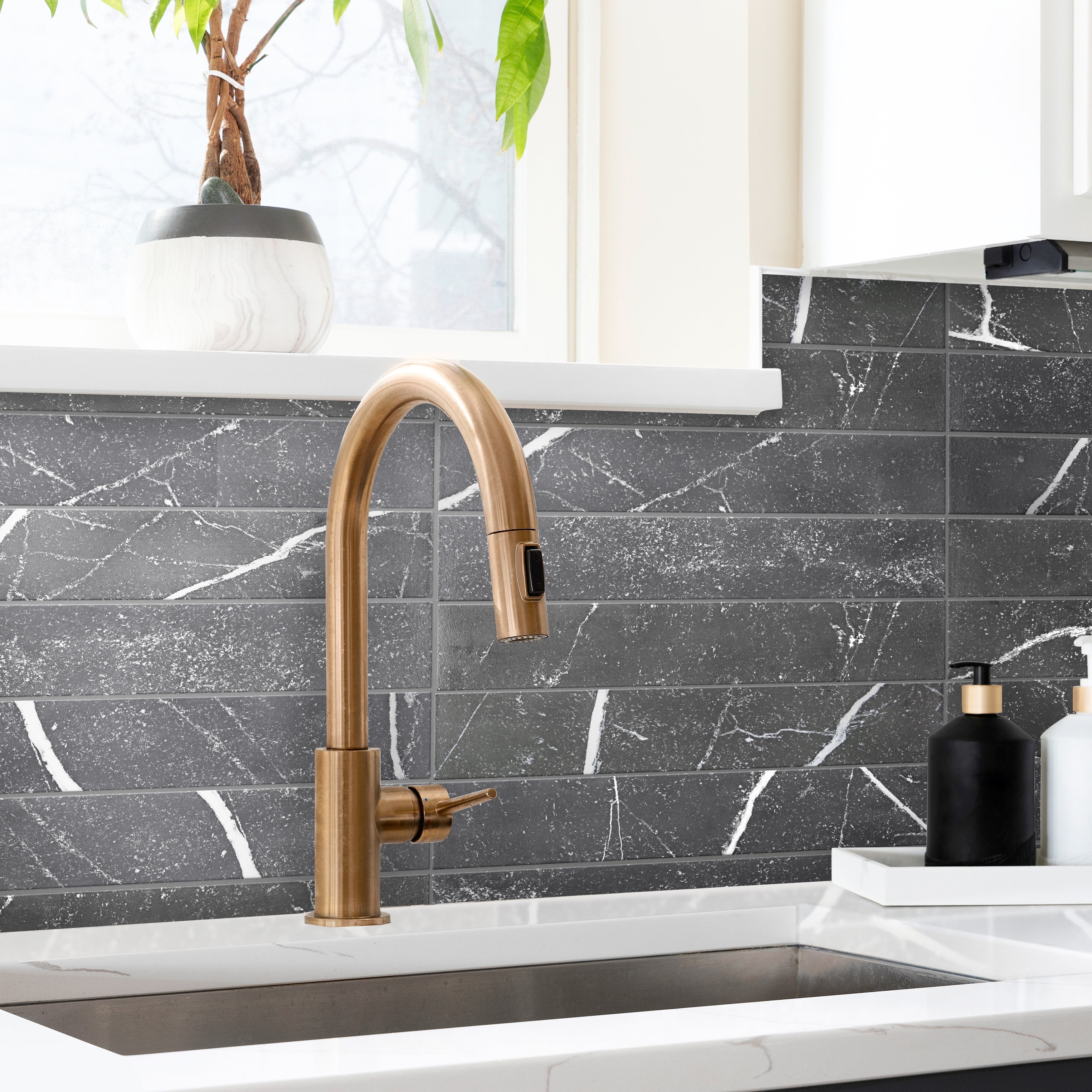 Somertile 3.125X17.375 Inch Andros Black Porcelain Floor And Wall Tile 30 Tiles 12.39 Sqft.