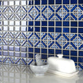 Somertile 12X12.5 Inch Obelisk Cobalt Delta Porcelain Mosaic Floor And Wall Tile 10 Tiles 10.63 Sqft.