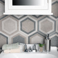 Somertile 8.625X9.875 Inch Trafico Hex Combi Grey Porcelain Floor And Wall Tile 25 Tiles 11.56 Sqft.