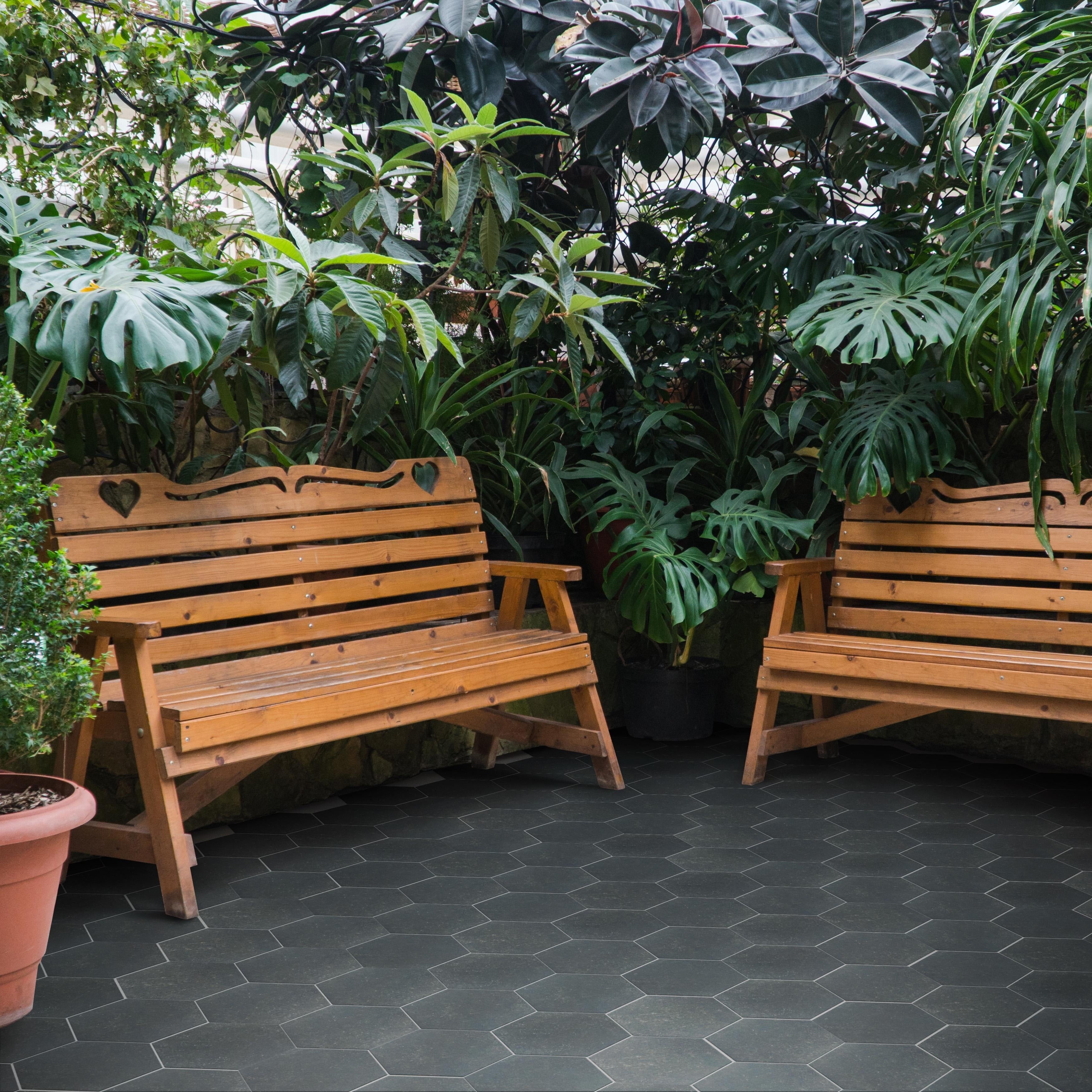Somertile 8.625X9.875 Inch Trafico Dark Hex Porcelain Floor And Wall Tile 25 Tiles 11.19 Sqft.