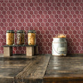 Somertile 11.125 X 12.625 Inch Tribeca 2 Inch Hex Glossy Rusty Red Porcelain Mosaic Floor And Wall Tile 10 Tiles 9.96 Sqft.