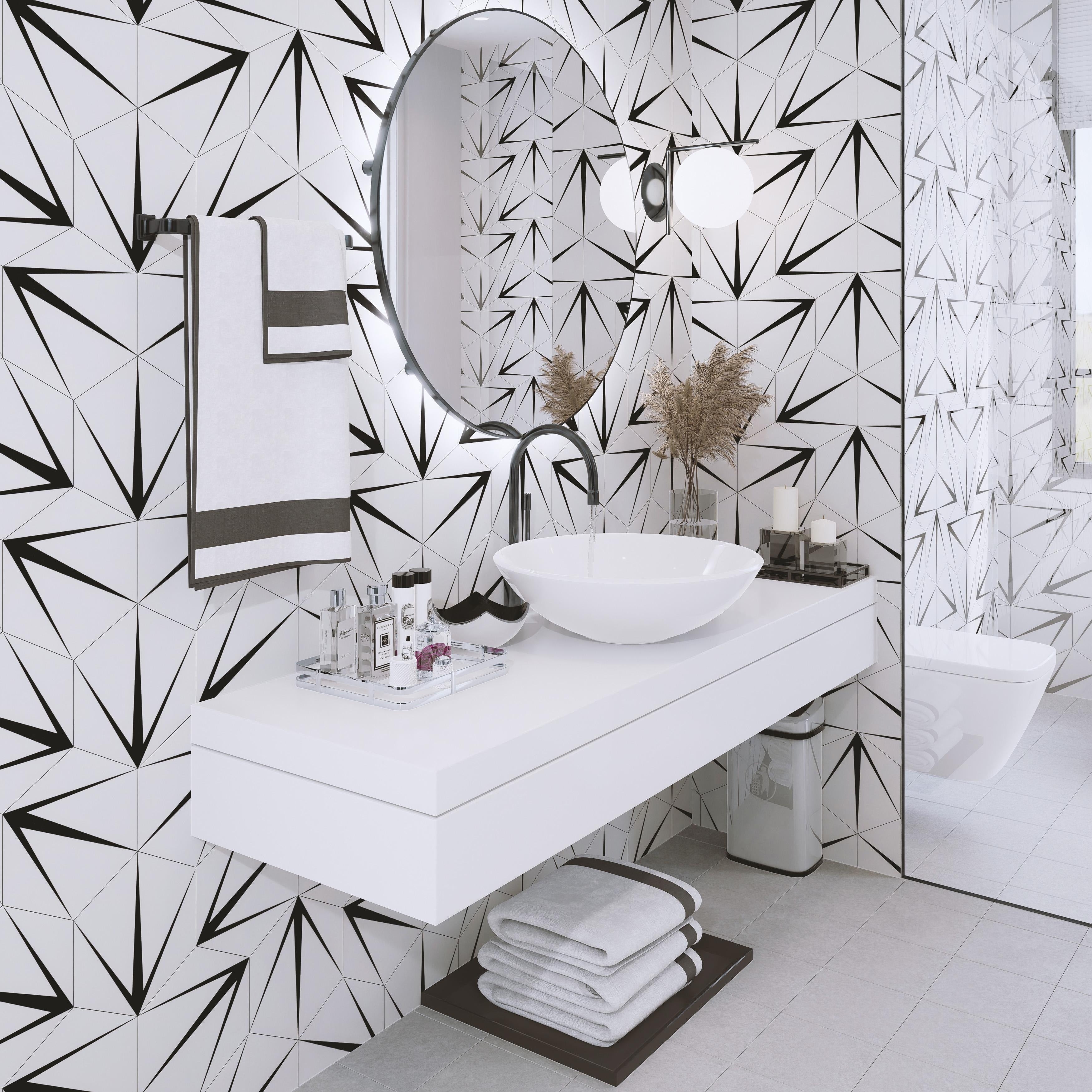 Somertile 8.625X9.875 Inch Spear Hex Blanco Porcelain Floor And Wall Tile 25 Tiles 11.19 Sqft.