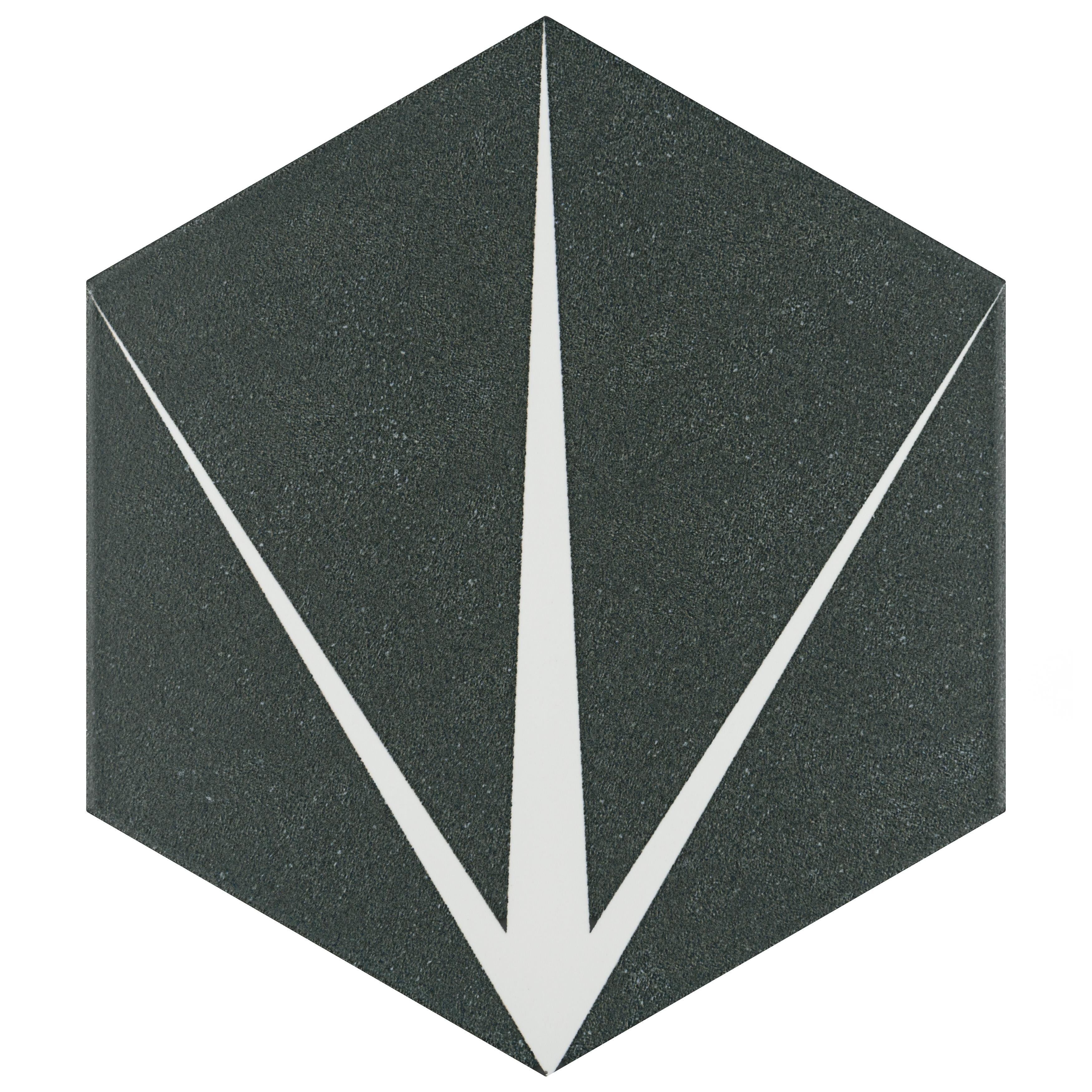 Somertile 8.625X9.875 Inch Spear Hex Nero Porcelain Floor And Wall Tile 25 Tiles 11.19 Sqft.