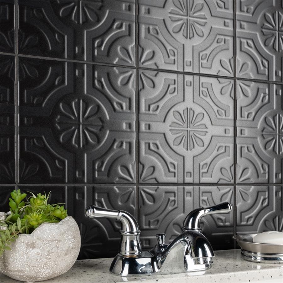 Somertile 7.75X7.75 Inch Triple Real Black Ceramic Wall Tile 25 Tiles 11 Sqft.